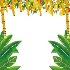 Tropical flowery invitation template 