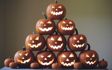 A stack of pumpkins with the words pumpkins on them.