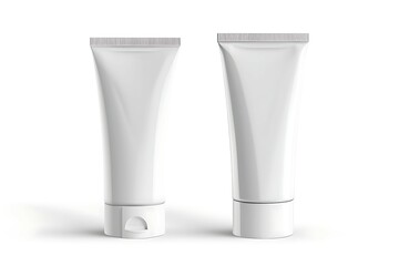White cosmetic tube set isolated on white background.