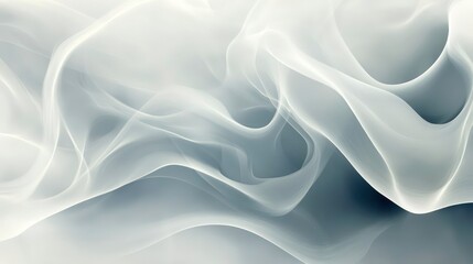 Obraz premium Abstract white and grey flowing smoke-like pattern.