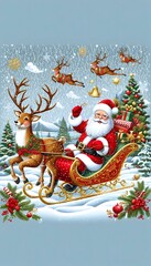 santa claus and reindeer