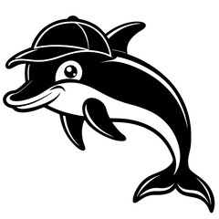Obraz premium a playful dolphin wearing a baseball cap