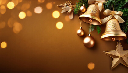 christmas bells on red background banner