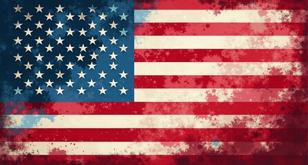 Fototapeta premium Healthcare reform in red, white, and blue with rough textures, American flag, symbolizing patriotic healthcare changes. Texture overlays add spatial depth and complexity.
