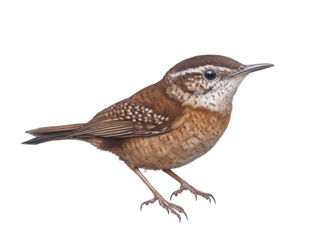 Detailed illustration of a small brown bird with intricate feather patterns.