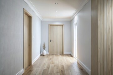 Fototapeta premium Scandinavian corridor with door in macro style