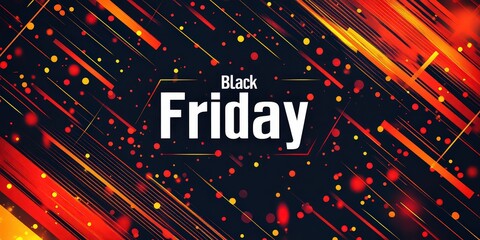  Dynamic Black Friday graphic with red and yellow accents, representing energy of big sales event and consumer shopping frenzy.