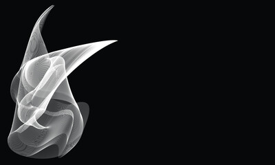 White Blending Lines Pattern on black isolated background