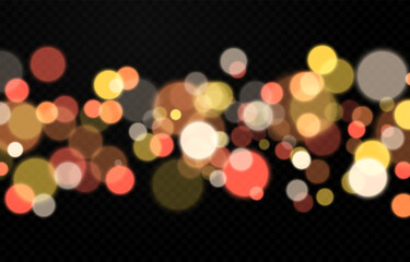 Vector glowing bokeh PNG. Glowing dust sparkles or bokeh, overlay texture. Golden bokeh for Christmas or New Year design.