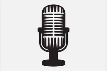 A black vector illustration of a logo style microphone