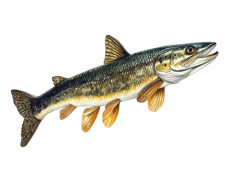 Detailed illustration of a fish, showcasing its scales, fins, and natural hues.