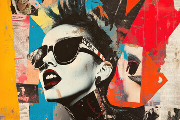 collage style image of a woman in sunglasses