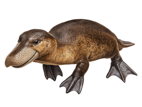 Illustration of an extinct prehistoric platypus showing unique features.