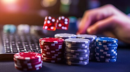 Naklejka premium Online casino, poker, and gambling industries with the excitement, color, and dynamic energy that characterize the gaming and betting realm