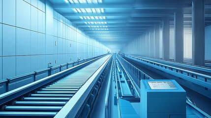 Obraz premium Conveyor Belt System in a Modern Factory.