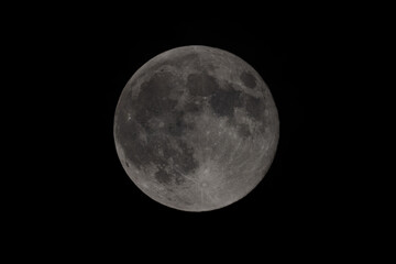 Full moon on night black sky, moon isolated on night sky