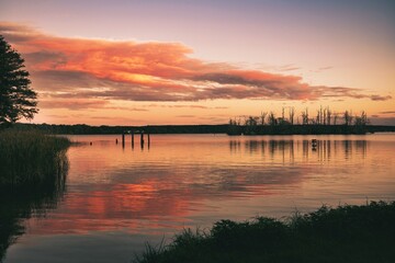Fototapeta premium Sonnenuntergang über den Scharmützelsee bei Bad Saarow