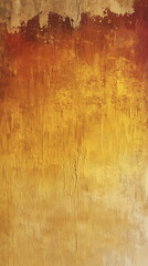 Fototapeta premium Rustic Textured Wall Painted in Autumnal Palette: Golden Yellow, Deep Red, and Rustic Orange with Color Washed Technique