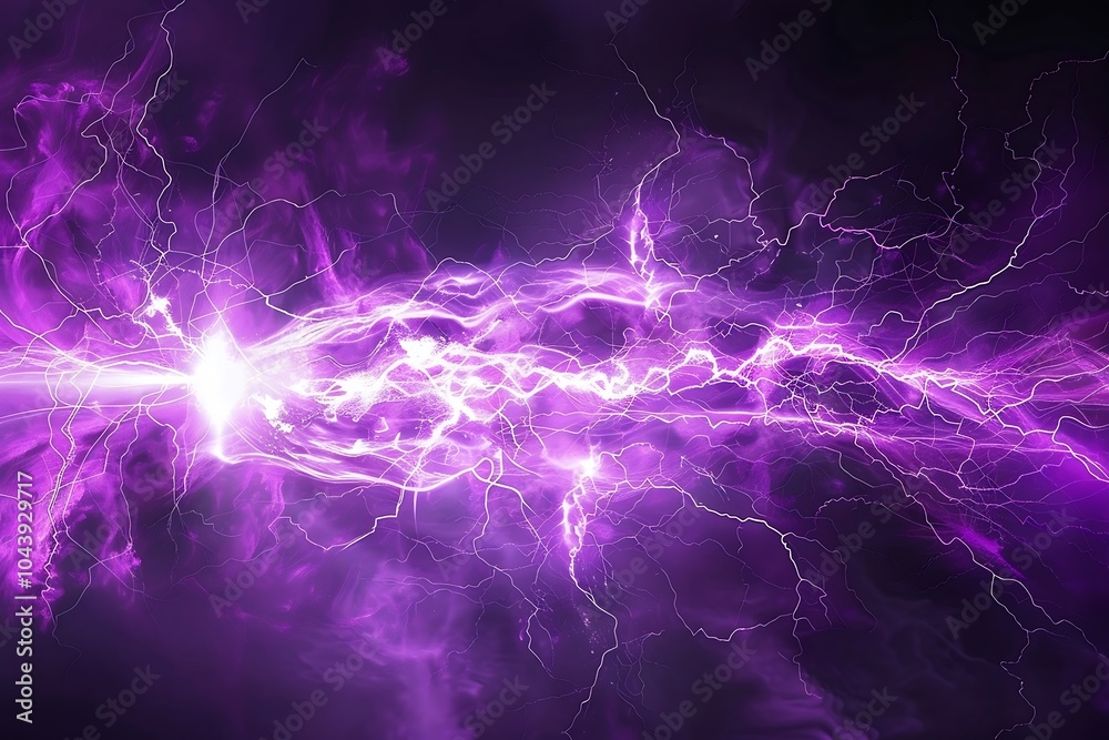 Wall mural purple lightning in the space, computer generated abstract background