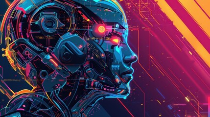 Futuristic AI and Robotics Banner for Tech Conference Promotions