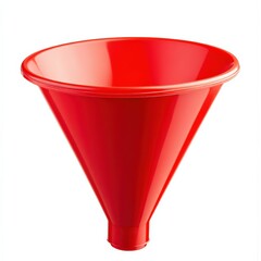 Funnel Isolated. Plastic Red Funnel Equipment Tool on White Background with Clipping Path