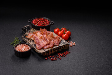 Delicious crispy bacon grilled with salt and spices