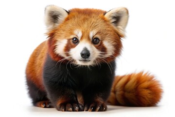 Fototapeta premium Red panda with leading lines on white background