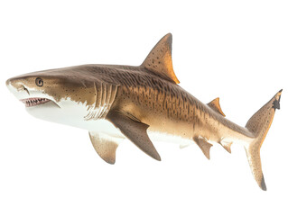 Detailed illustration of a tiger shark showcasing its distinctive stripes and sharp teeth.