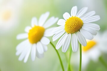 Naklejka premium German Chamomile: Closeup of Beautiful Chamomile Flower in Herb Garden