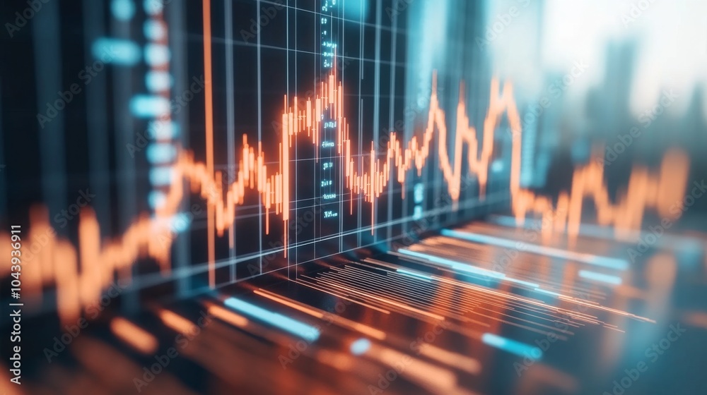 Aufkleber Abstract Financial Data Stream Analysis Visualization