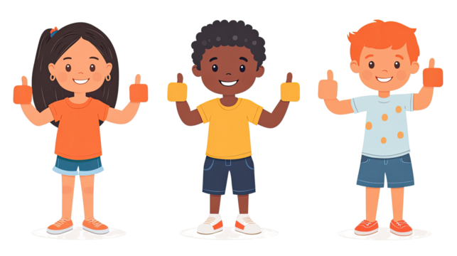 Children Giving Thumbs up in a Playful and Cheerful Setting Generative AI - Powered by Adobe