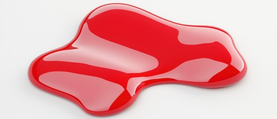 Obraz premium Close-up of red, glossy drips creating a dynamic flow, highlighting the smooth texture and dramatic visual impact on a plain white surface