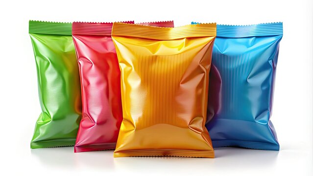 Isolated blank snack pouch on a white background, perfect for custom branding endeavors. A clean, adaptable design space for showcasing your unique product vision.