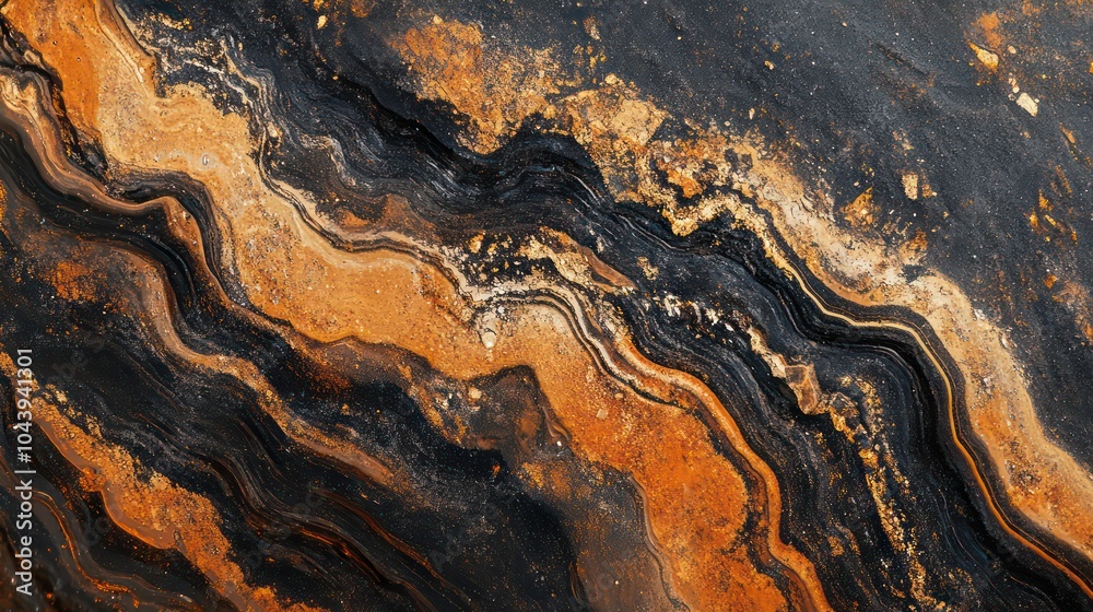 Poster abstract background with a brown and black marble texture with swirling lines.