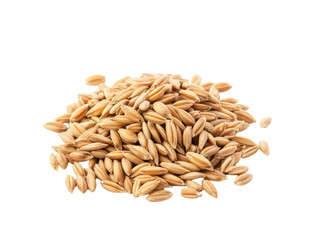 Pile of uncooked brown rice grains isolated on white background.