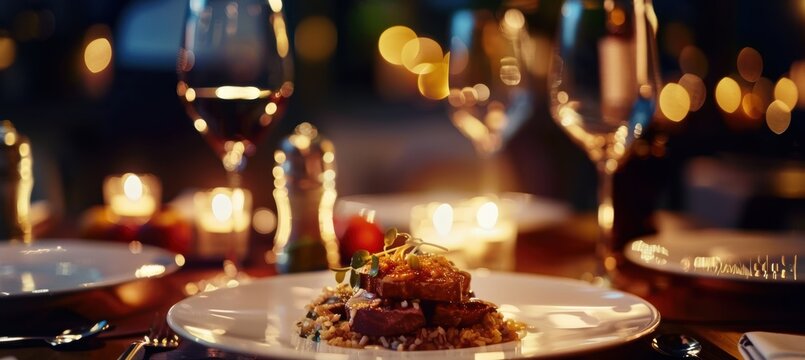 Elegant Gourmet Dining Experience with Candlelit Ambiance for Exclusive Restaurant Promotions
