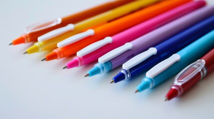 Fototapeta premium Colorful Pens Collection: A Vibrant Array of Writing Instruments