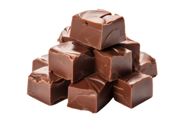 Chocolate fudge isolated on transparent or white background, png