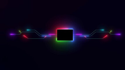 Futuristic digital interface with circuit board animation over black background. Animation of scope scanning and data processing on screen with circuit board elements in background. - Powered by Adobe