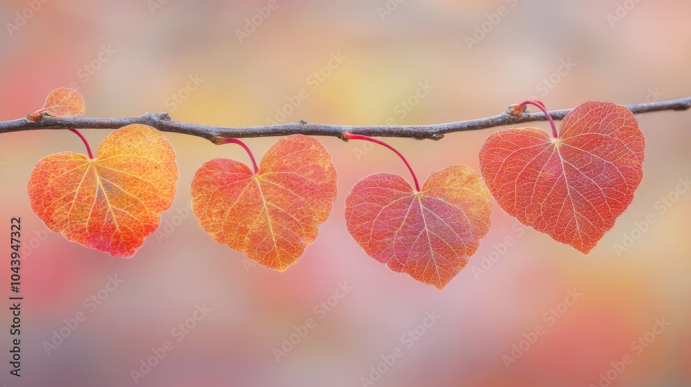 Poster autumn leaves on a branch against a soft background