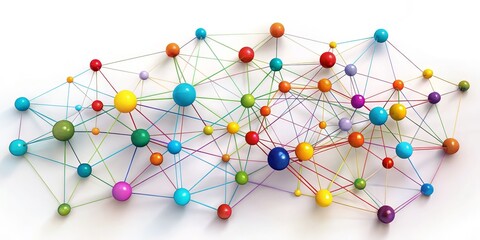Colorful 3D Sphere Network Abstract, Network, Connectivity