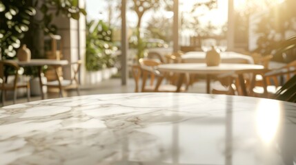 Marble Table at a Sunny Outdoor Cafe