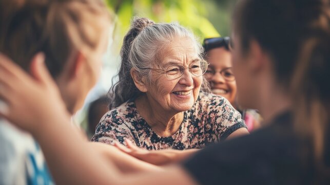 Intergenerational bonding in community support networks, Portraying mutual aid and solidarity across age groups, photography style
