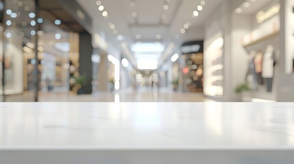 Fototapeta premium White Marble Countertop in a Modern Shopping Mall Interior