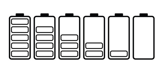 Battery and power icon set. powerfully charged. UI design battery elements.