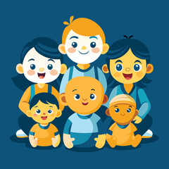 a group of children pose for a picture with one of them holding a baby