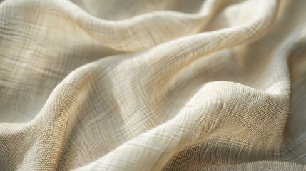 Close-up of Soft Beige Fabric Texture