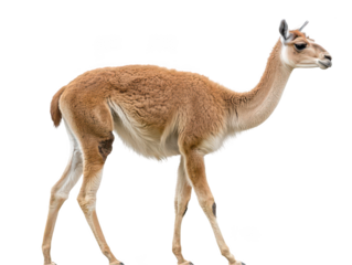 Graceful vicuña standing elegantly against a white background.