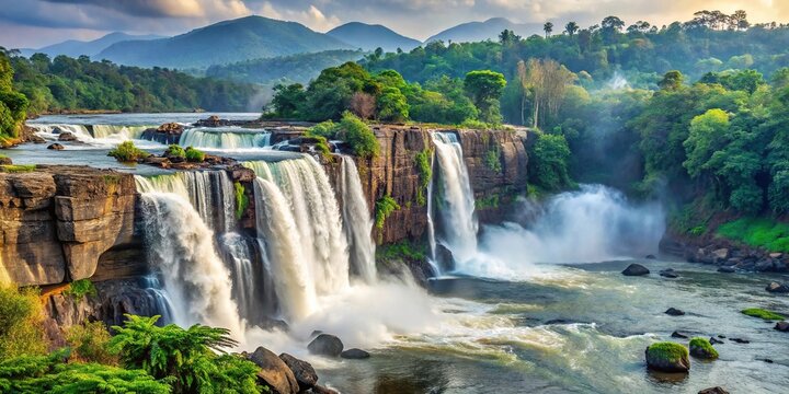 Close-up view of Athirapally Falls, a stunning cascade in Kerala