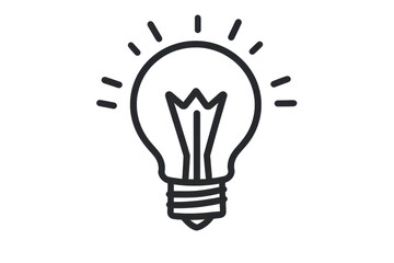 Minimalist icon of a light bulb symbolizing creativity and ideas, with simple lines and a glowing effect, emphasizing innovation and inspiration.